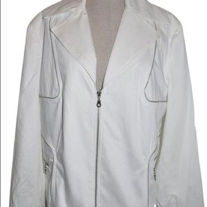 White Zipper Trim Moto Jacket